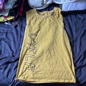 TLF Yellow Sleeveless Workout Shirt with Graphic Print